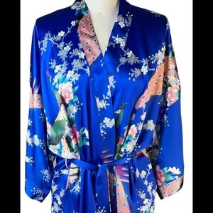 Applesause Womens Kimono Long Robe Peacock & Blossom